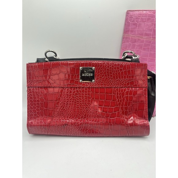 Miche Handbags - Miche Classic Purse w/ 2 Interchangeable Shells Red Pink Croc Faux Leather